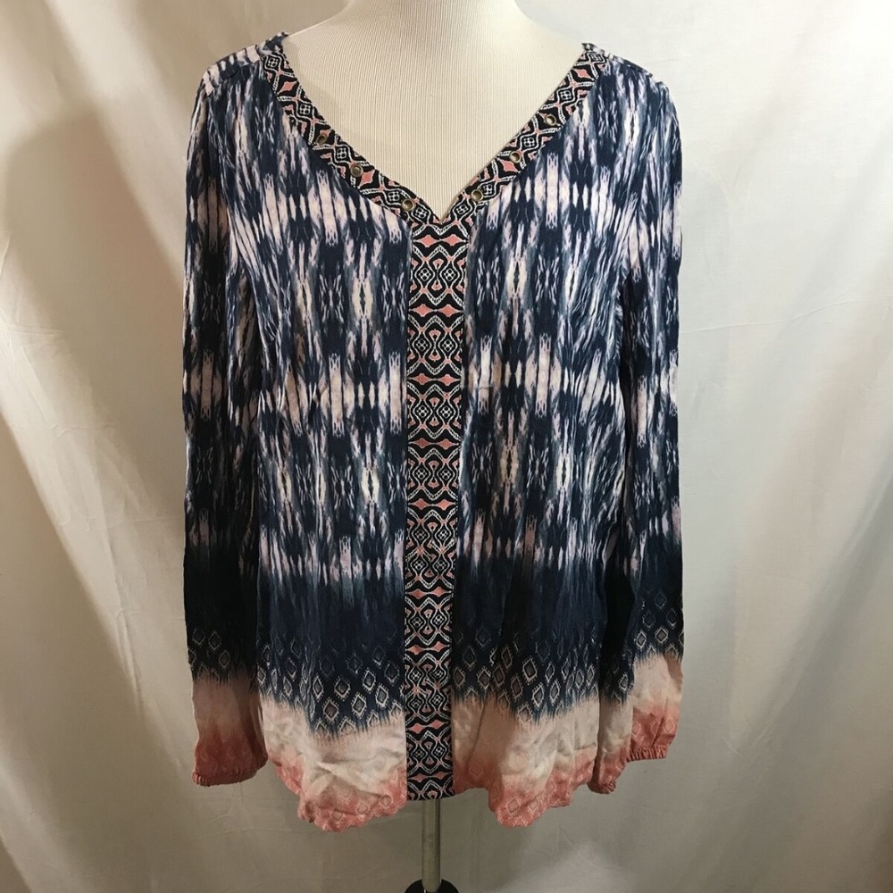 Vintage America blue & pink design long sleeve top